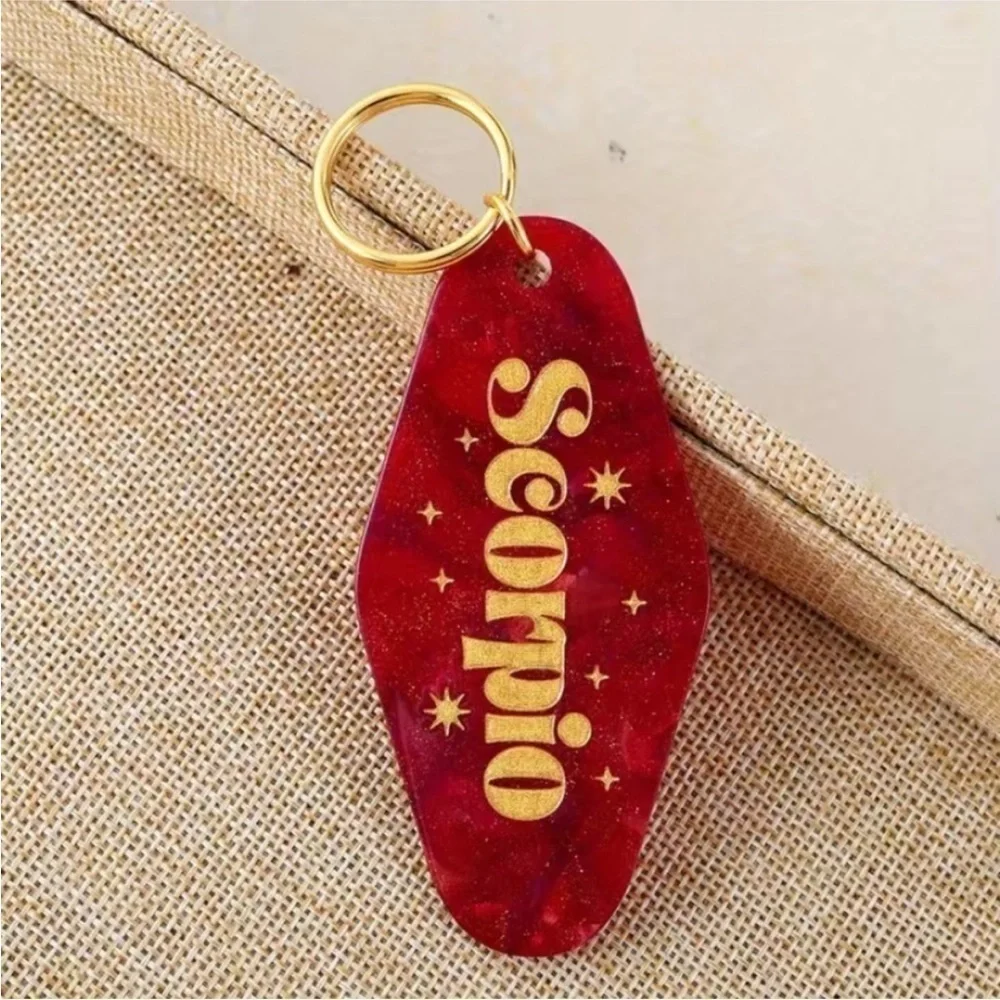 NEW Astrology Zodiac Constellation Glitter Tie Dye Marble Hotel Keychain-Scorpio